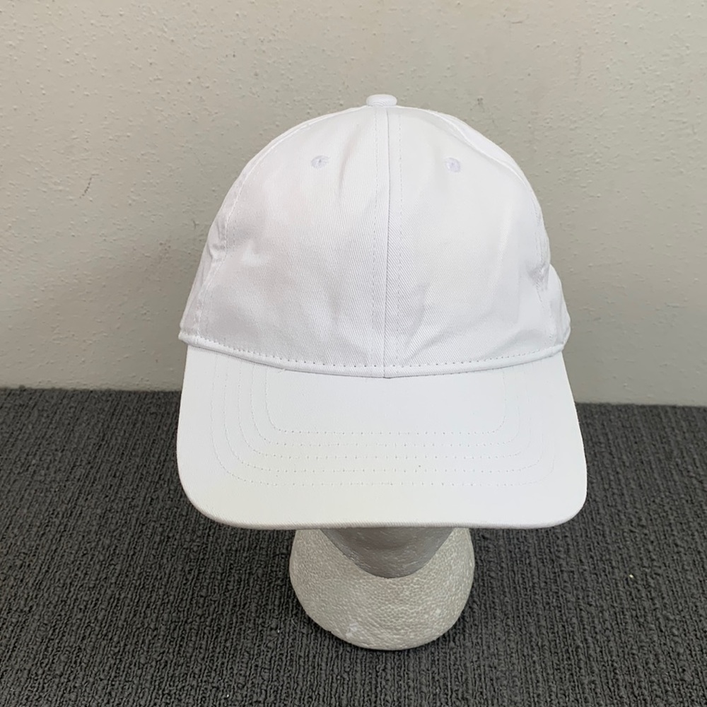 Baseball Hat Unisex OSFM Solid White Adjustable Strapback Cap